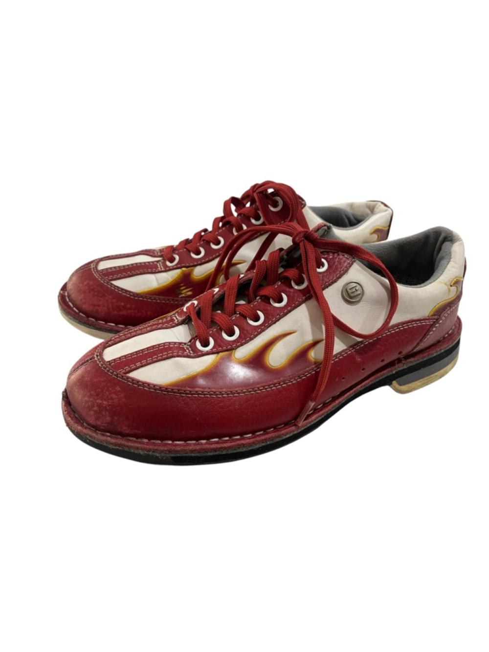 Vintage Y2K Etonic Flame Bowling Shoes Men Size 7 Red White Perfect Slide RH